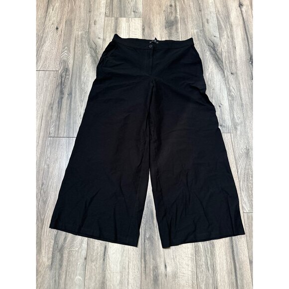 Eileen Fisher Womens Wide-Leg Black Pants Size 8 Viscose Blend Cropped - Picture 1 of 8